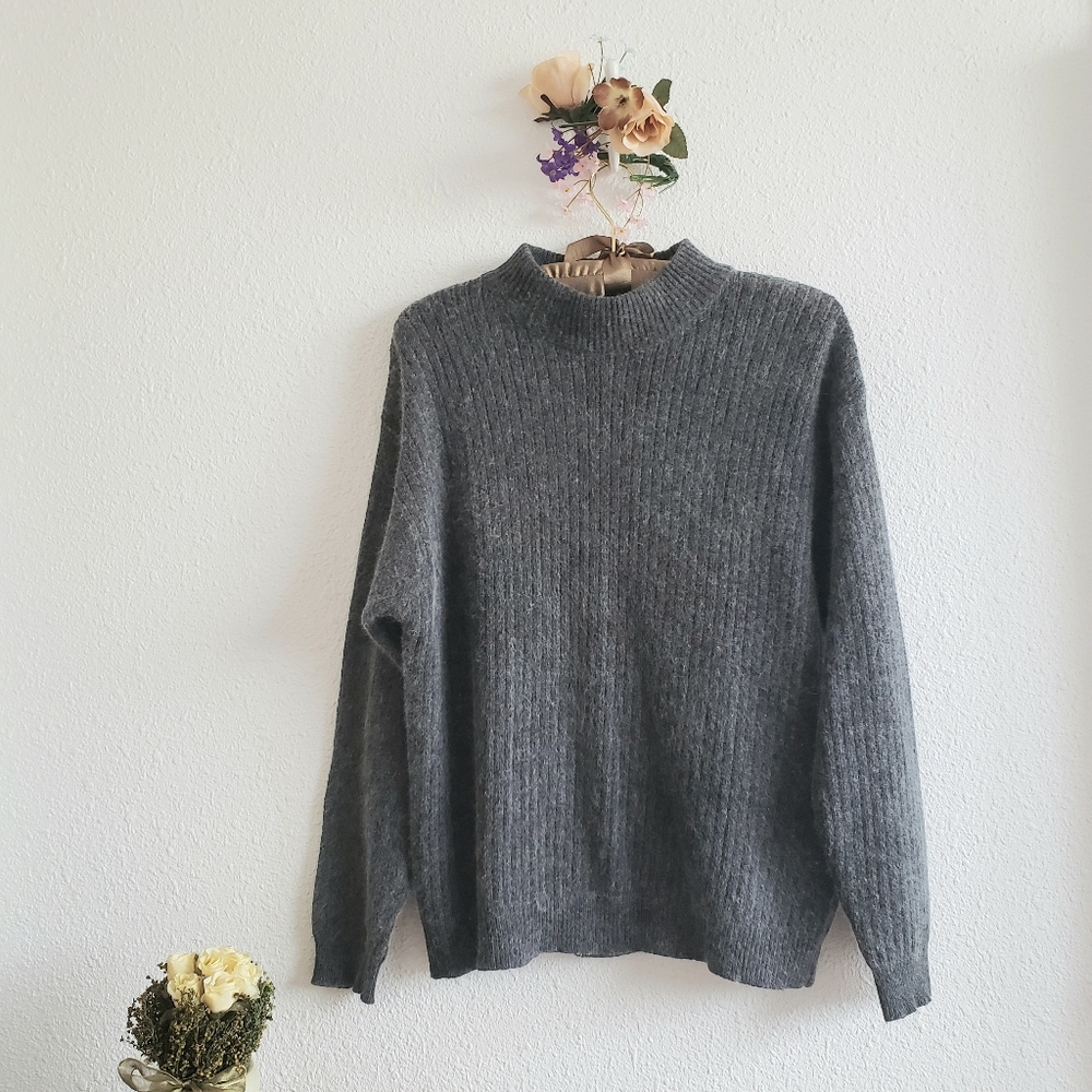 #Charter Club Women Gray Longsleeve Crew Neck Winter Sweater#